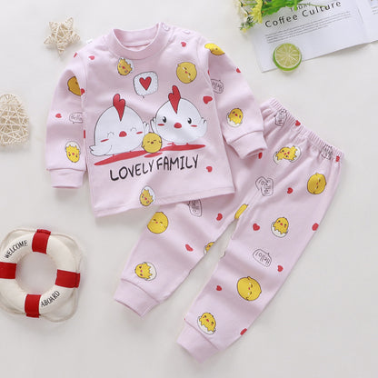 [351186-PINK] - Setelan Piyama Anak / Baju Tidur - Motif Chicken Family