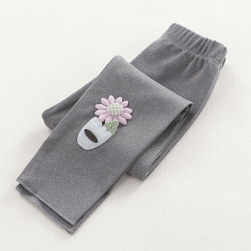 [351209] - Celana Legging 3D Anak Perempuan Import - Motif Flower Plant