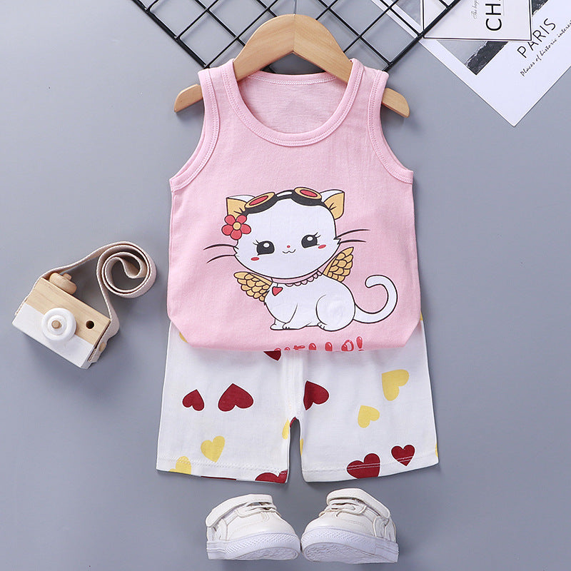 [351214] - Setelan Homewear Kutung Anak - Motif Funny Cat