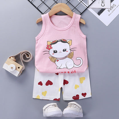 [351214] - Setelan Homewear Kutung Anak - Motif Funny Cat