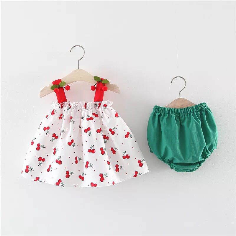 jual [352119] - Setelan Dress Renda Anak Perempuan Trendi - Motif Cherry 