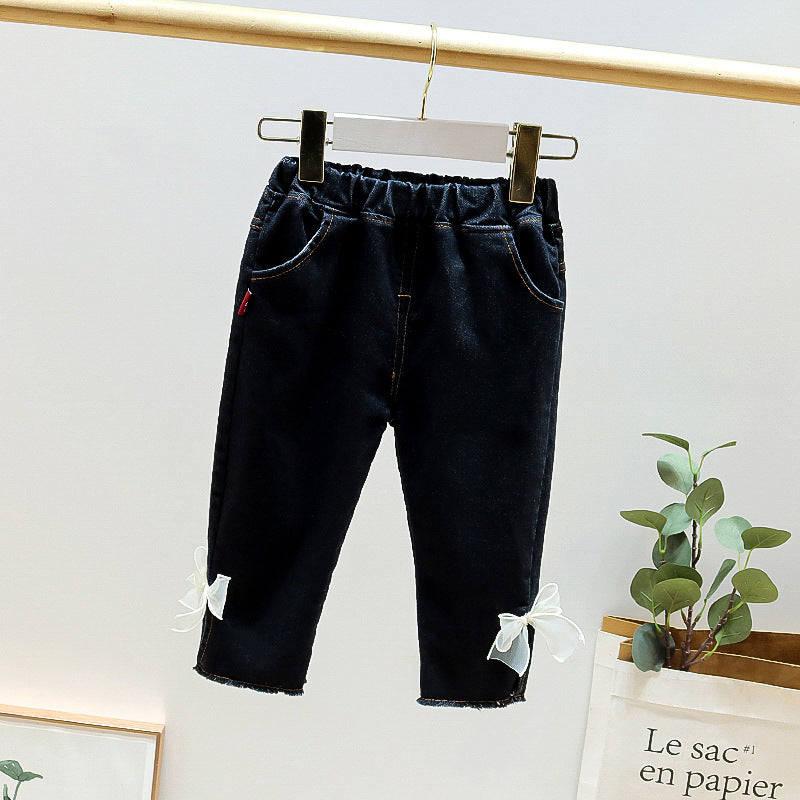 [352288] - Celana Panjang Jeans Import Anak - Motif Plain Ribbon