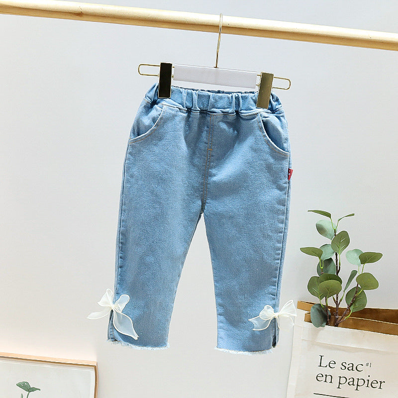 [352288] - Celana Panjang Jeans Import Anak - Motif Plain Ribbon