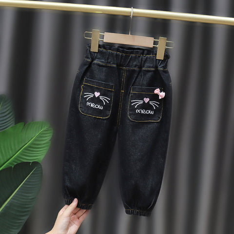 [352300] - Celana Jeans Anak - Motif Meow Cat