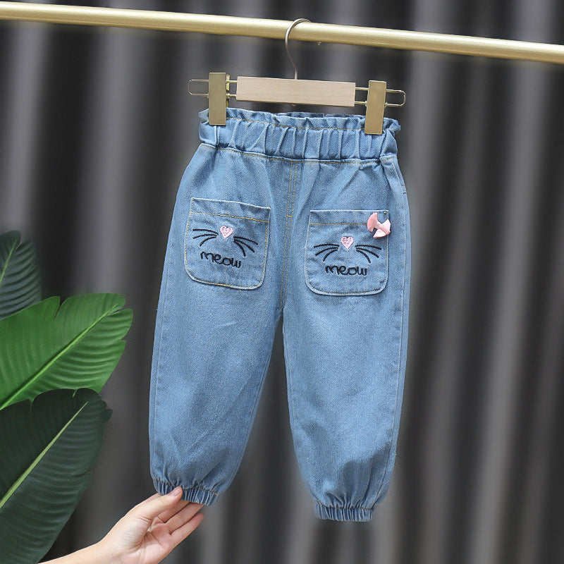 [352300] - Celana Jeans Anak - Motif Meow Cat