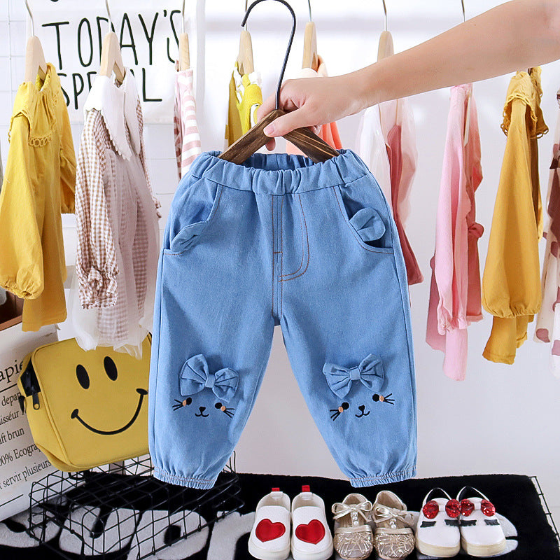 [352302] - Celana Panjang Jeans Anak - Motif Ribbon Cat