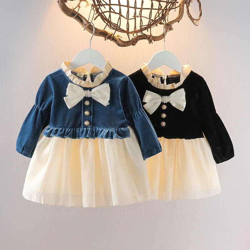 [352319] - Dress Mini Lengan Panjang Anak Perempuan - Motif Lace Ribbon