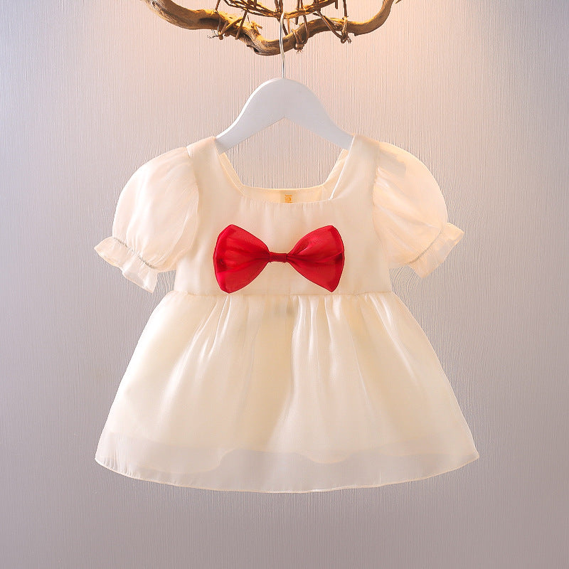 [352325] - Dress Gaun Pesta Mini Lengan Pendek Anak Perempuan - Motif Ribbon Plain
