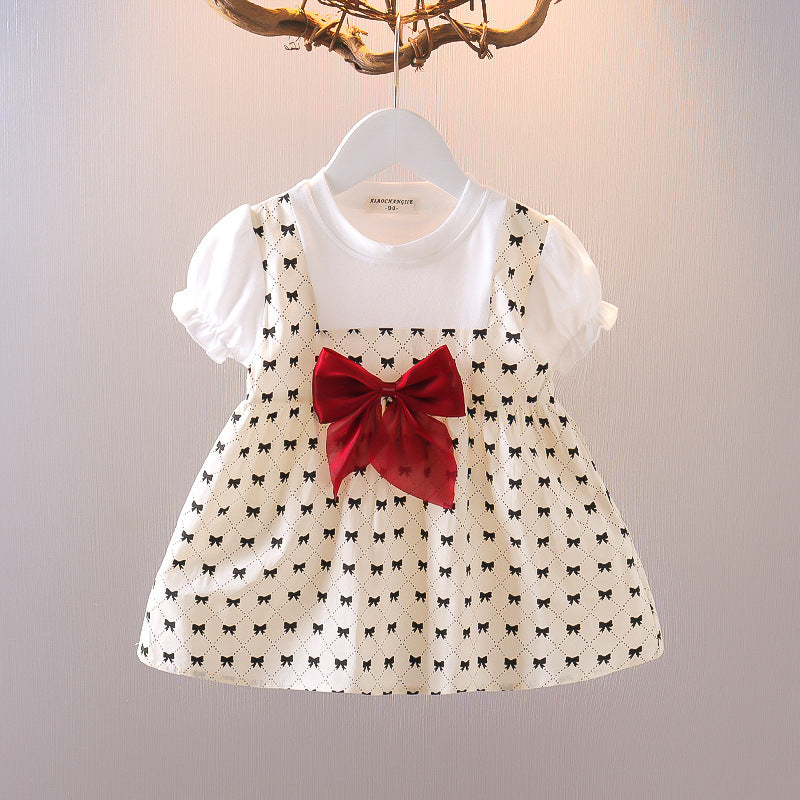 [352326] - Dress Mini Lengan Pendek Anak Perempuan - Motif Little Ribbon