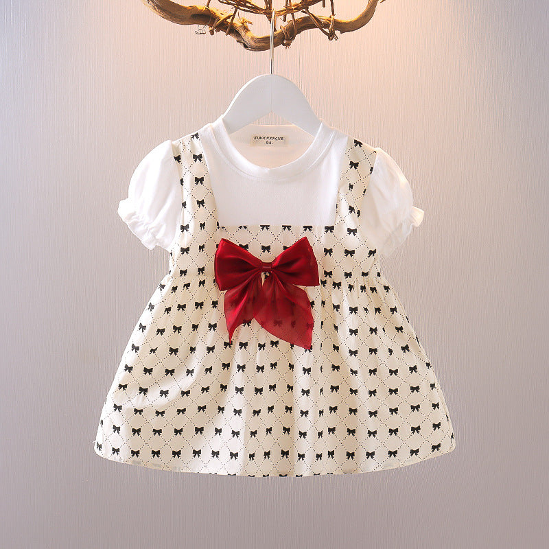 [352326] - Dress Mini Import Lengan Pendek Anak Perempuan - Motif Little Ribbon