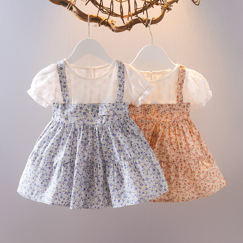 [352327] - Dress Mini Import Lengan Pendek Anak Perempuan - Motif Flower Fields