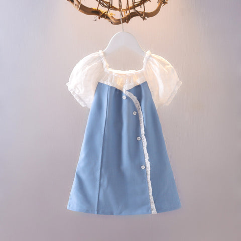 [352328] - Dress Mini Lengan Pendek Anak Perempuan - Motif Long Lace