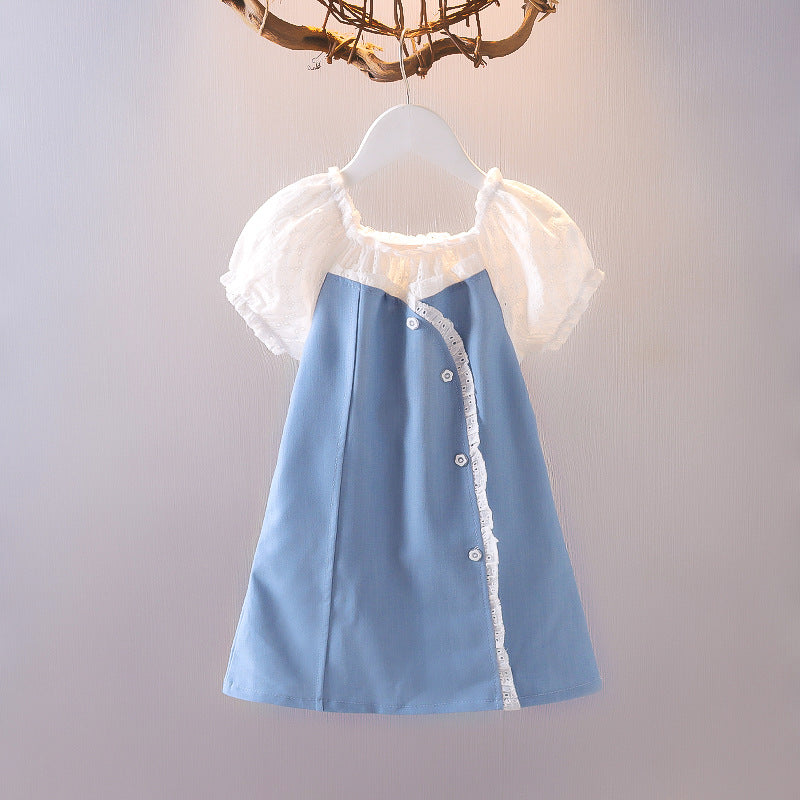 [352328] - Dress Mini Lengan Pendek Anak Perempuan - Motif Long Lace