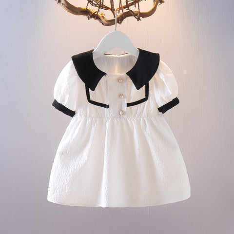 [352330] - Dress Mini Lengan Pendek Anak Perempuan - Motif Plain Line