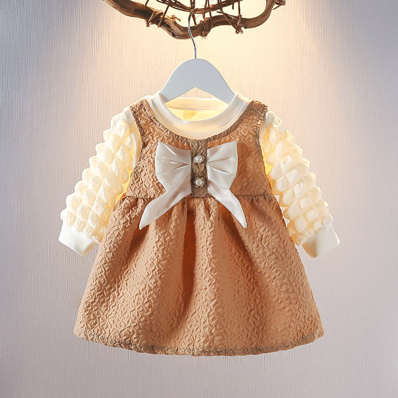 [352342] - Mini Dress Korea Lengan Balon Anak Perempuan - Motif Bloom Pattern