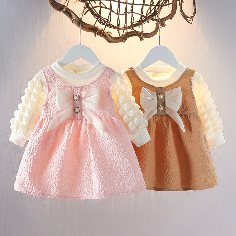 [352342] - Mini Dress Korea Lengan Balon Anak Perempuan - Motif Bloom Pattern
