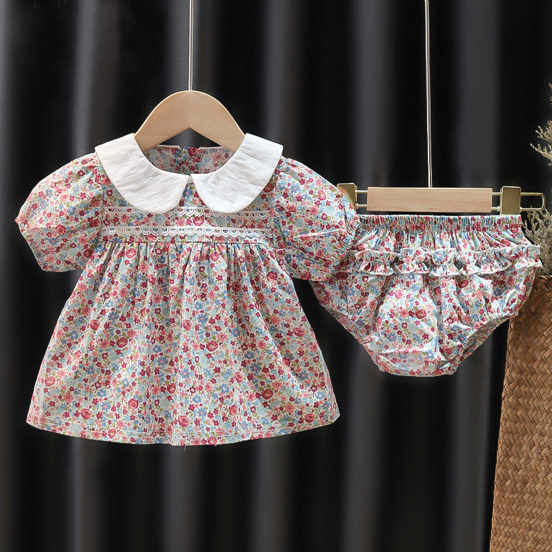 [352359] - Mini Dress Lengan Pendek + CD Anak Perempuan - Real Flowers