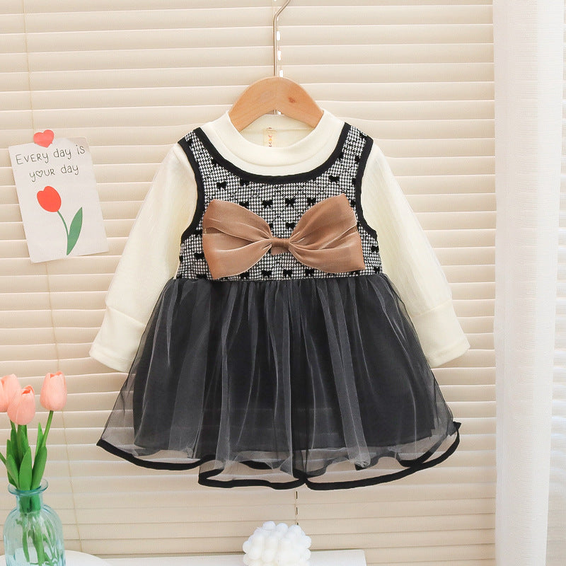 [352370] - Mini Dress Lengan Panjang Import Anak Perempuan - Motif Tutu Ribbon