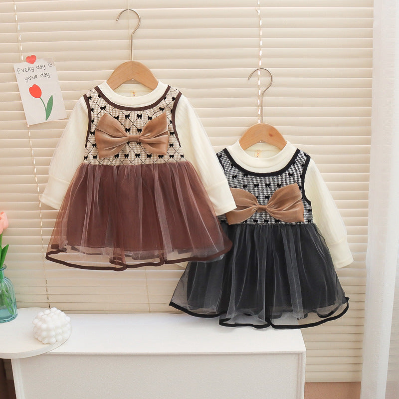 [352370] - Mini Dress Lengan Panjang Import Anak Perempuan - Motif Tutu Ribbon