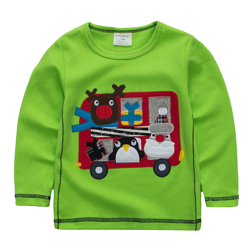 [354360] - Baju Atasan Street Wear Anak Sleek Style - Motif Bordir Christmas Bus