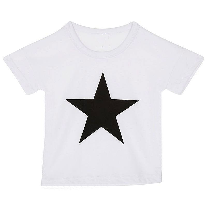 [356114-WHITE] - Kaos Atasan Anak Import - Motif Plain Star