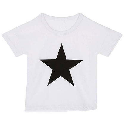 [356114-WHITE] - Kaos Atasan Anak Import - Motif Plain Star