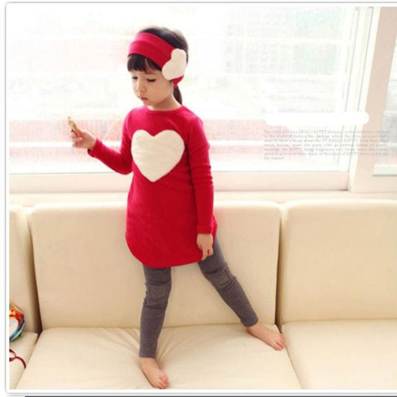[356131-RED] - Baju Setelan Anak Perempuan Import - Motif Big Love