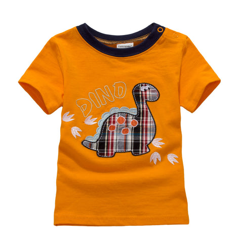 [357290] - Baju Atasan Anak Trendi / Atasan Anak / Kaos Anak - Motif Bordir Dino Tartan