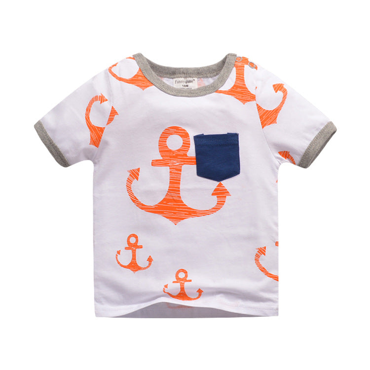 [357385] - Atasan Kaos Anak Import / Baju Atasan Summer Anak Trendi - Motif Great Anchor Pattern