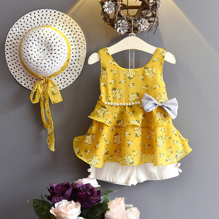 [363106-MUSTARD] - Setelan Fashion Anak Perempuan Modish - Motif Lots of Flowers