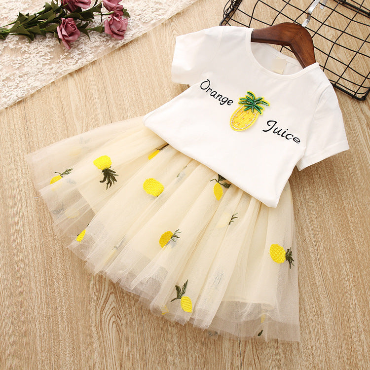 [363115-YELLOW] - Setelan Fashion Anak Perempuan Modis - Motif Pineapple Juice