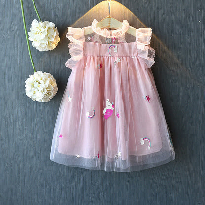 [363119-PINK] - Dress Fashion Anak Perempuan Modis - Motif Small Little Horse