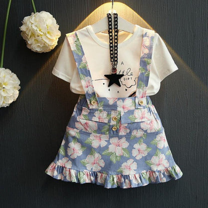 [363133] - Setelan Kaos Suspender Fashion Anak Perempuan - Motif Watermelon &amp; Flowers