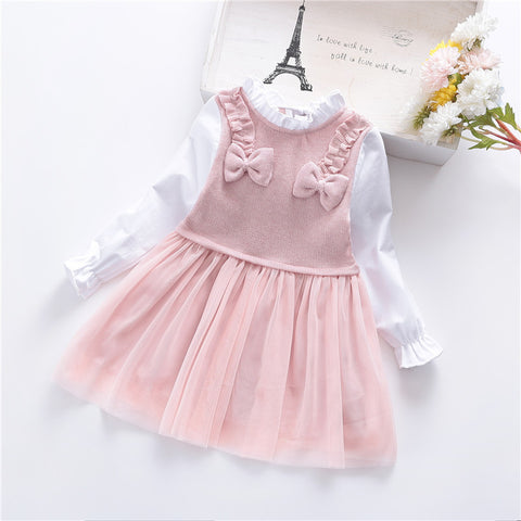 [363168-PINK] - Dress Modish Anak Perempuan / Fashion Anak - Motif Two Chest Ties