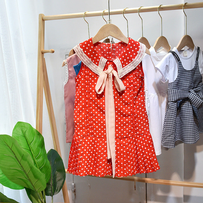 [363175] - Dress Modish Anak Perempuan / Fashion Anak - Motif Long Tie Polkadot