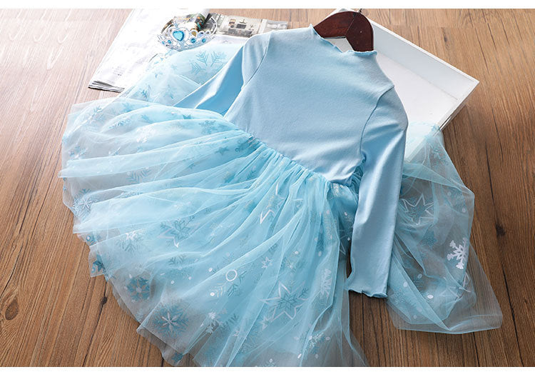[363234-BLUE] - Dress Fashion Trend Anak Perempuan - Motif Snow Tutu