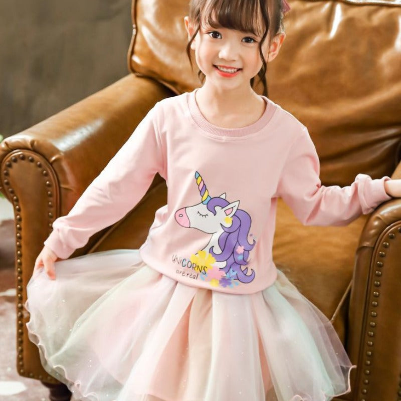 [363270] - Setelan Trend Fashion Anak Perempuan Import - Motif Real Unicorns