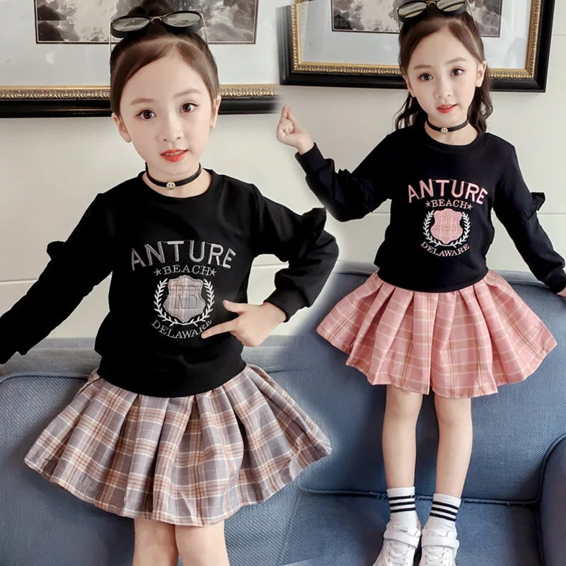 [363276] - Setelan One Set Rok Sweater Trend Fashion Anak - Motif Bordir Tartan Skirt