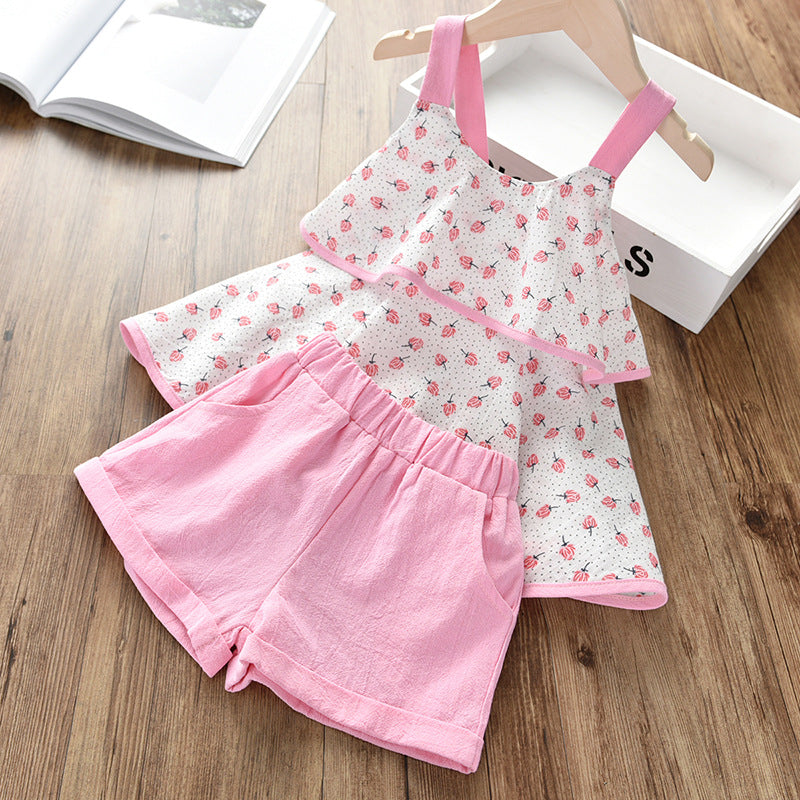 [363277-PINK] - Setelan Kutung Fashion Anak - Motif Flower Folds