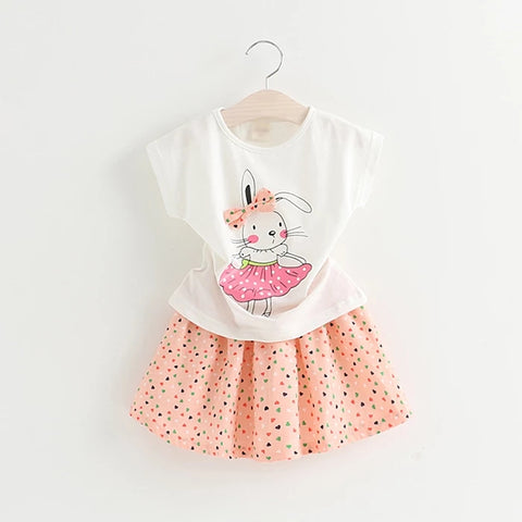 [363286-PINK] - Setelan Modis Anak Perempuan - Motif 3D Ribbon Rabbit