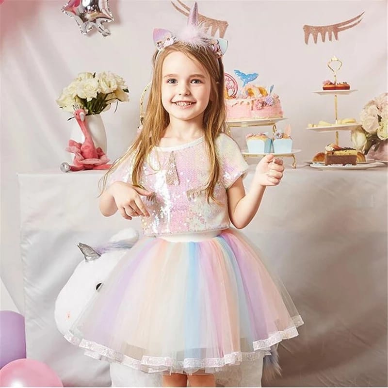 [363290] - 3D Setelan Fashion Anak Perempuan - Motif 3D Rainbow Bead