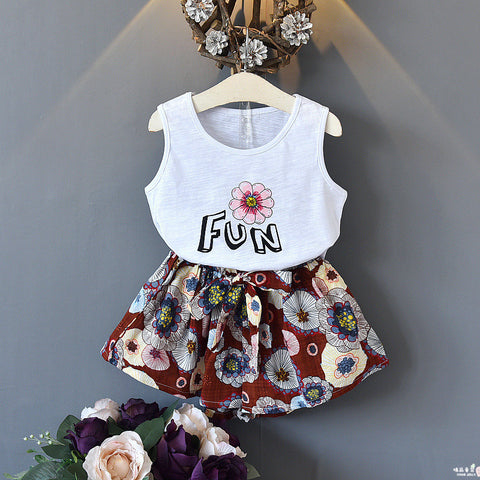 [363291-BRICK RED FLOWER] - Setelan Kutung Anak Perempuan - Motif Fun Flower