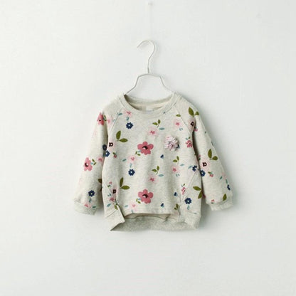 [363292] - Atasan Sweater Anak Perempuan Import - Motif Flower Leaf