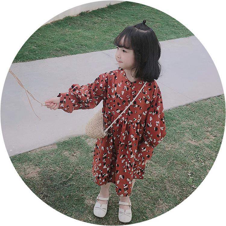 [363312-BRICK RED] - Dress Fashion Anak Perempuan - Motif Abstract Color