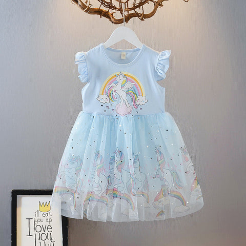 [363350] - Dress Fashion Anak - Rainbow Unicorn