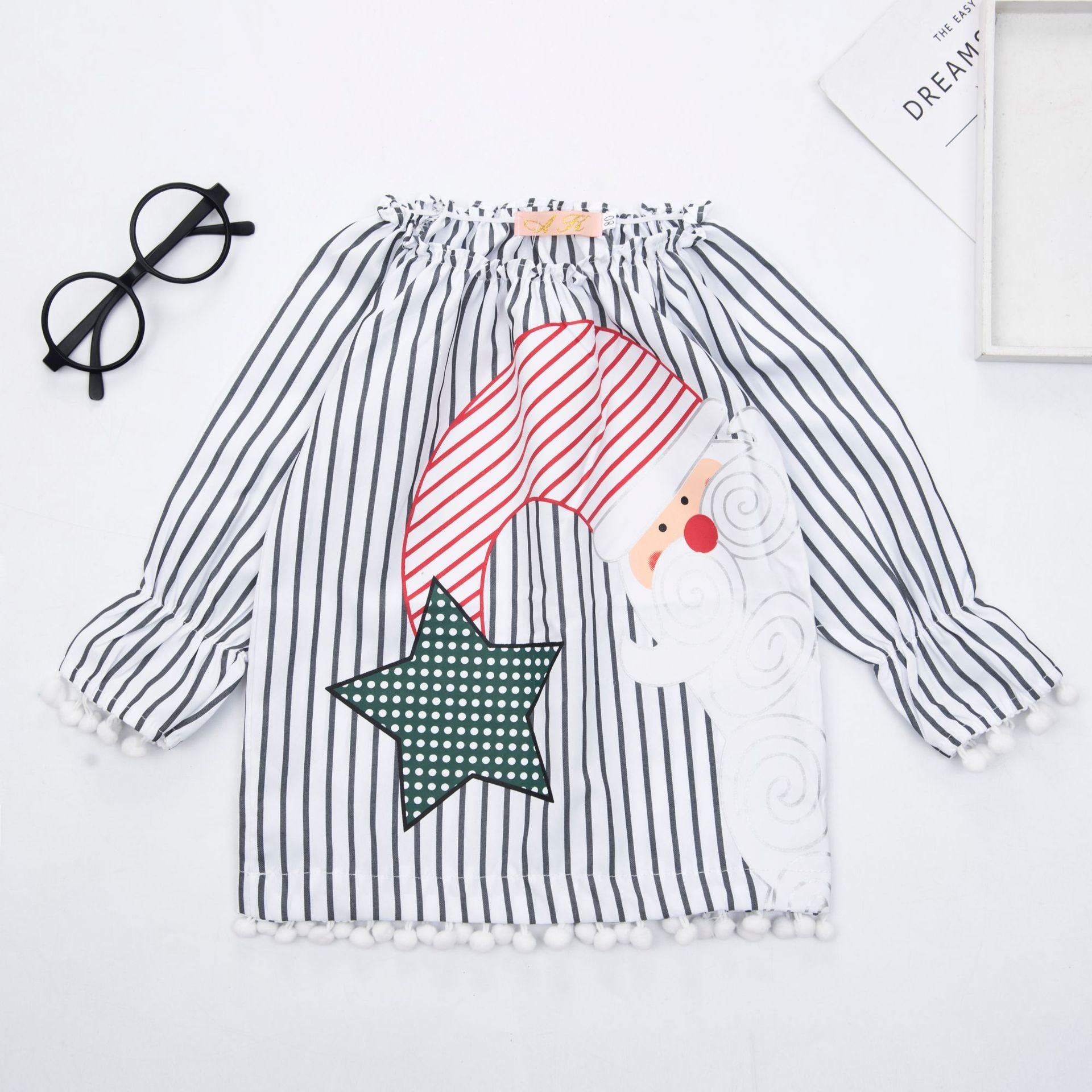 [363382] - Atasan Baju Natal Blouse Tunik Fashion Anak Perempuan - Motif Santa Claus Star