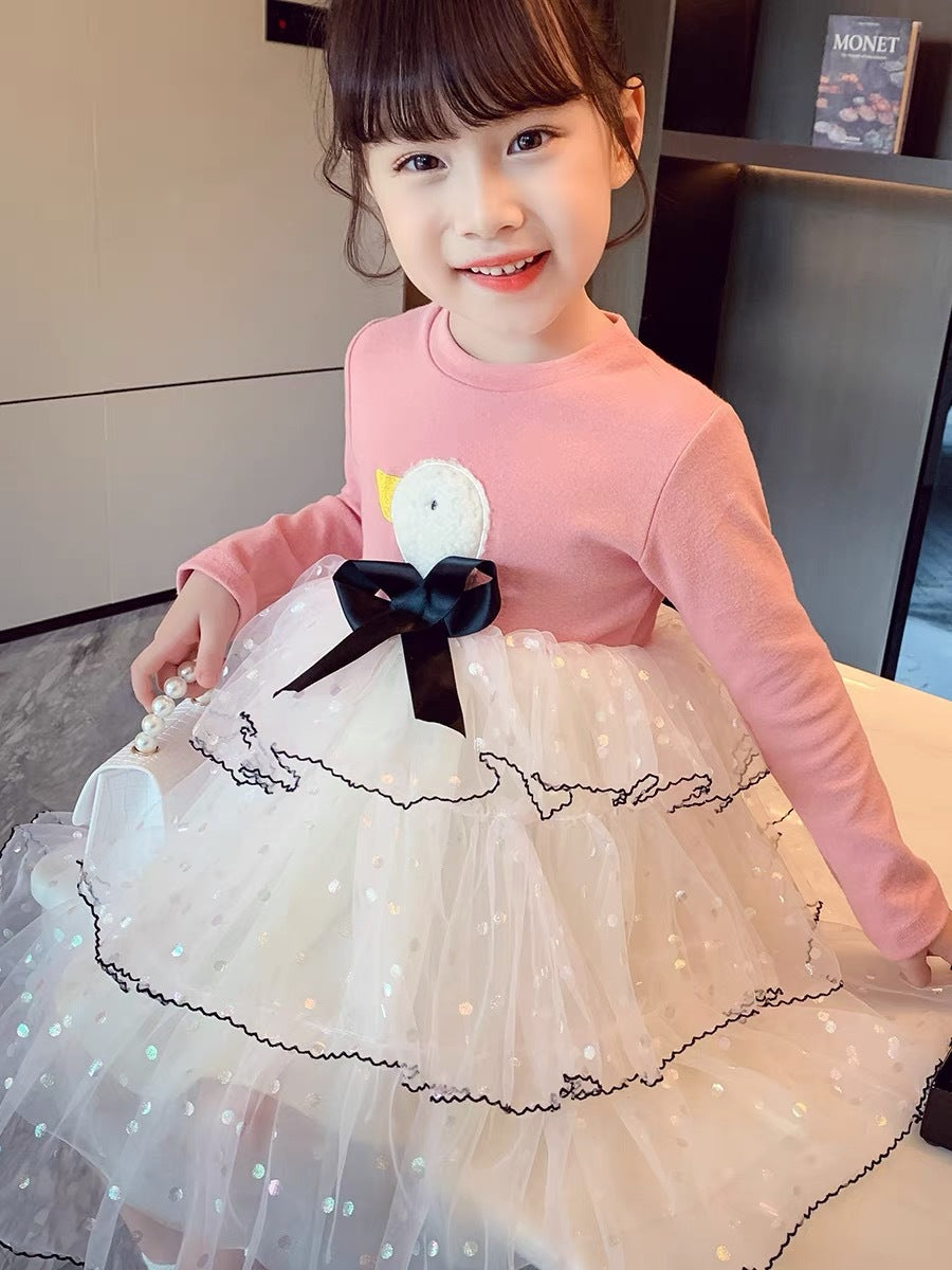 [363407] - Dress Fashion Anak Perempuan - Motif White Swan