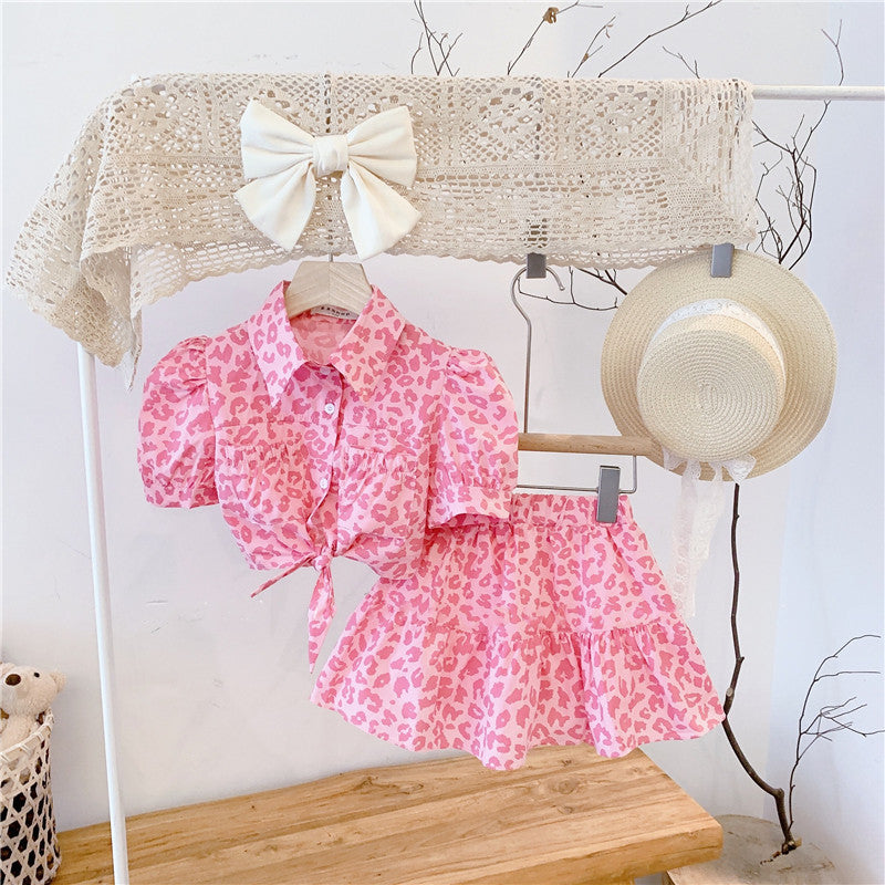 [363447] - Setelan Blouse Crop Anak Fashion - Motif Pink Petals