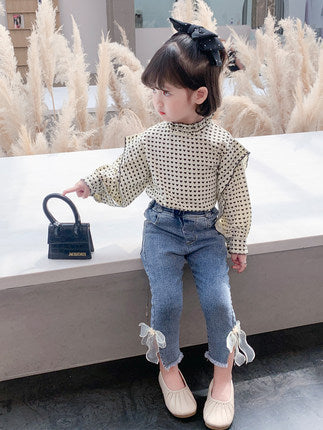 [363470] - Setelan Blouse Celana Panjang Jeans Pensil Rawis Anak Perempuan - Motif Multiple Love