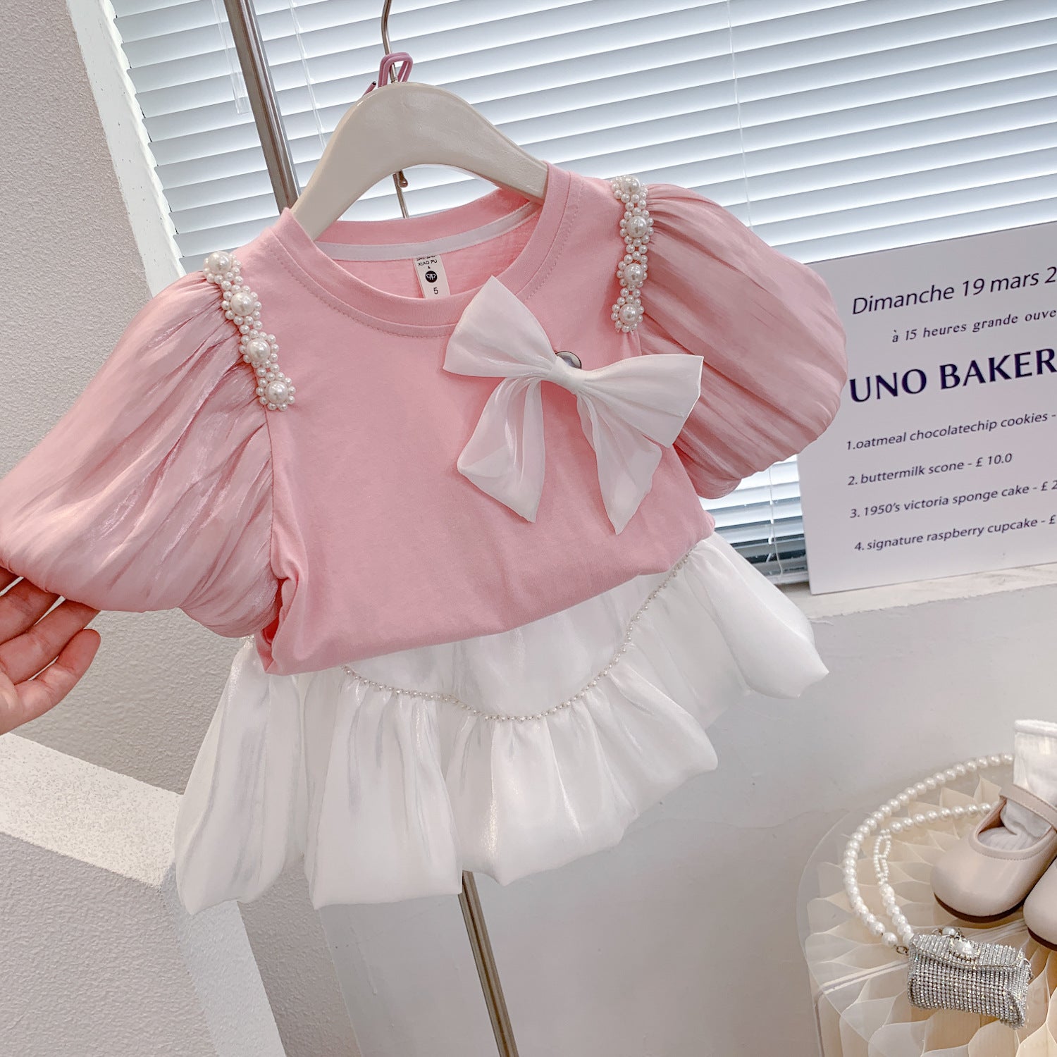 [363500] - Setelan Fashion Anak Import - Motif Pearls Ribbon